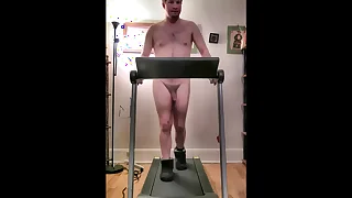 Brian the Exhibitionist Nudist Treadmill sexy workout, then malediction and tush plug